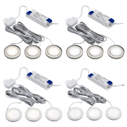 LED Dimmable Under Cabinet Cupboard Light Kit 2.5W Pack of 3 Knightsbridge