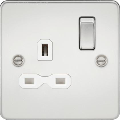 13 Single Gang DP Switched Socket Polished Chrome Knightsbridge FP7000PCW