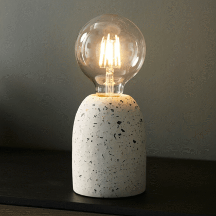 Modern Terrazzo Effect White Marble Bedside Table Desk Lamp 40W E27 Endon 78181