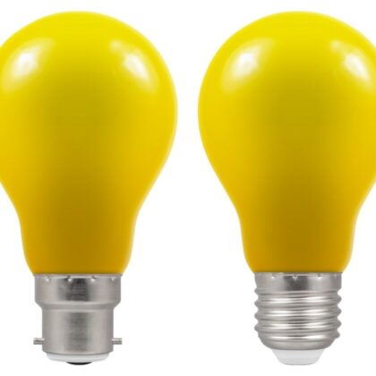 2 X LED Standard GLS Coloured Light Bulb 1.5W E27 Yellow Crompton