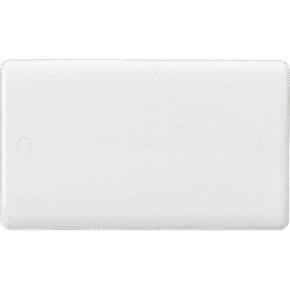 Double Gang Blank Plate Wall Socket Cover White Curved Edge Knightsbridge CU8360