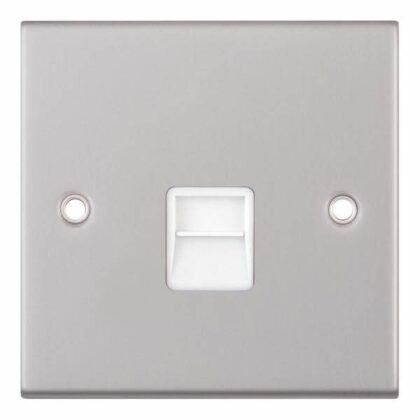 Single Gang Secondary Slave Telephone Socket Satin Chrome Selectric DSL139 - 2pk