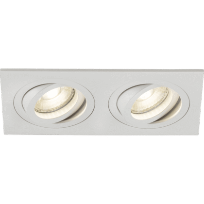 Square Tilt Architectural Double Ceiling Downlight Fitting 10W GU10 White