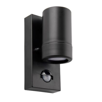 Single Outdoor Wall Light Fitting with PIR 7W GU10 IP44 Black Saxby Icarus 81010