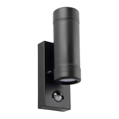 Up Down Outdoor Wall Light with PIR 7W GU10 IP44 Black Saxby Icarus 81011