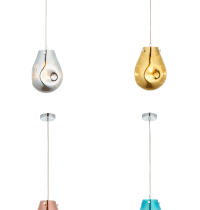 Modern Medium Glass Europa Pendant Gold Petrol Copper Chrome