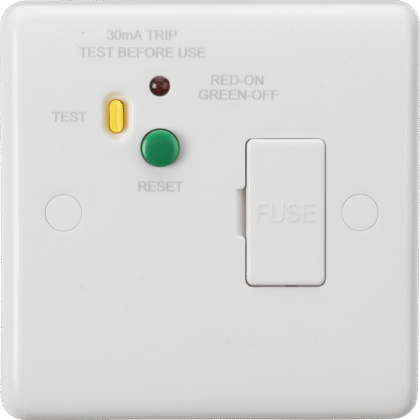13A Single Gang RCD Protected Fused Spur Unit 30mA Type A Knightsbridge CU6RCD