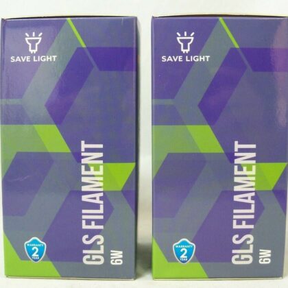 LED Filament Light Bulb GLS 6W B22 Cool White 6000K SaveLight x2