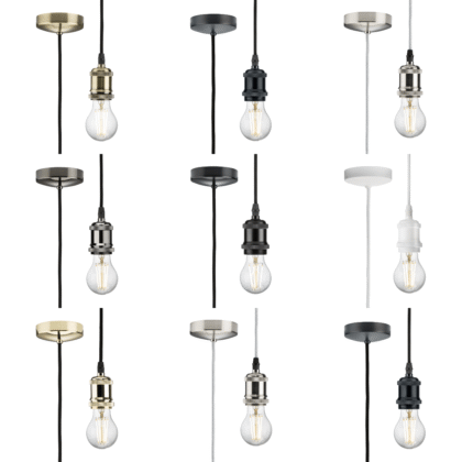 1.8m E27 Vintage Retro Ceiling Rose Pendant Light Fitting Lamp Bulb Holder