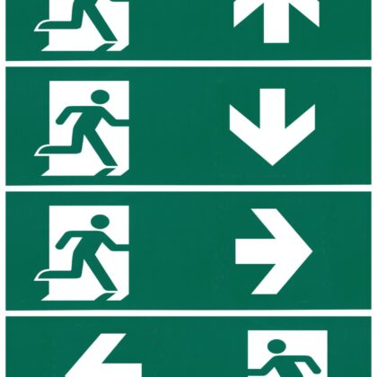 Fire Exit Green Man Vinyl Adhesive Label Sticker Sign Legend for Bulkheads