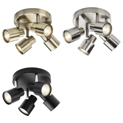 Quad Indoor Wall or Ceiling Spotlight 50W GU10 Knightsbridge