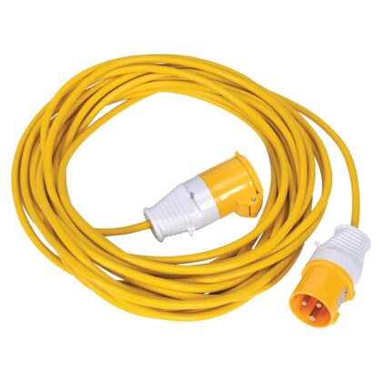 110V Yellow Construction Site Hookup Lead 16A 3 Pin 2P+E Plug Socket Commando