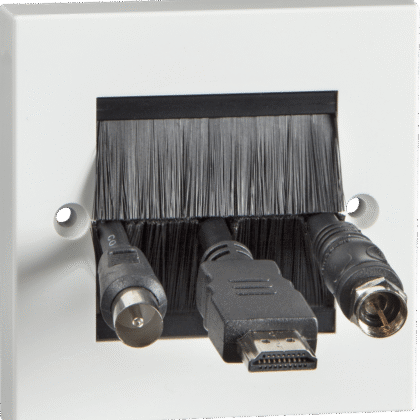 Double Gang Euro Data Brush Module with Face Plate Knightsbridge NETBRUSH2G