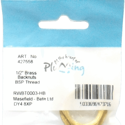 1/2" Brass Backnuts BSP Thread Masefield Beta 427558 x2