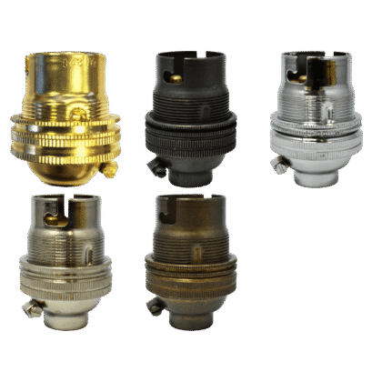 Unswitched B22 BC Bayonet Cap Lampholder 1/2" Thread