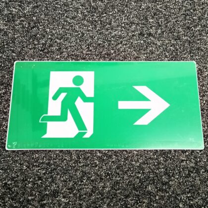 Fire Exit Green Man PVC Safety Sign Right/Left Arrow 385x185mm