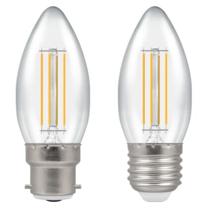 Crompton 2xLED Dimmable Candle Filament Bulb 5W BC ES B22 E27 Warm White 2700K