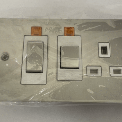 Premspec PS3700/SS/W  2 Gang cooker switch + Neon flat plate white insert