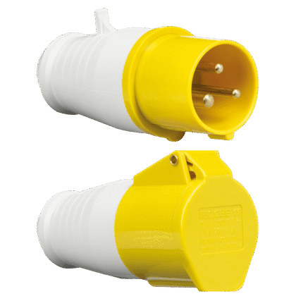 110V 16A 3 Pin 2P+E Industrial Site Construction Plug Connector Yellow commando
