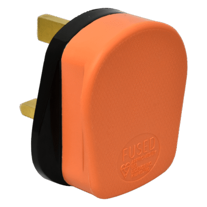 13A UK Mains Electrical Plug Top Rubberised Orange