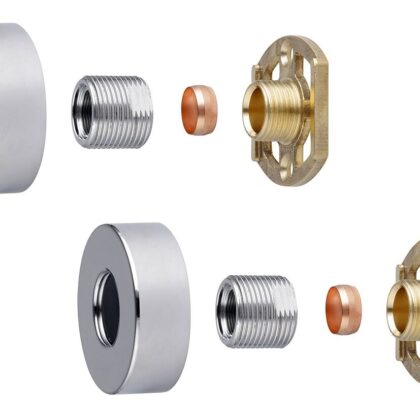 SHOWER BAR VALVE FIXING KITS WITH ROUND SHROUDS  (PAIR) BVFKR01  S416