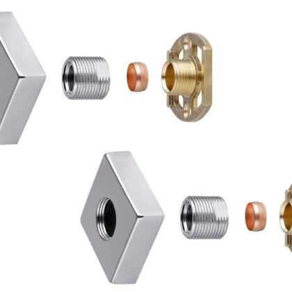 SHOWER BAR VALVE FIXING KITS WITH SQUARE SHROUDS  (PAIR) BVFKSQ2  S417