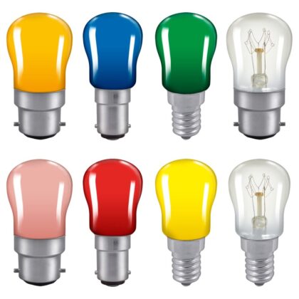 2 X Coloured Pygmy Sign Light Bulb 15W B15 B22 E14 Crompton Lamps SIG15
