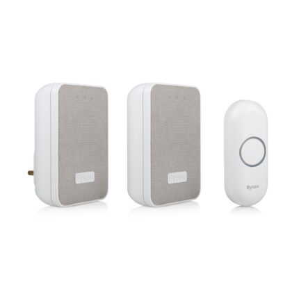 Plug In and Portable Wireless Doorbell Set Twin Pack Byron DBY-22324UK
