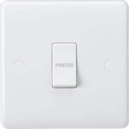 10AX Single 1 Gang 2 Way Retractive Light Switch PRESS White Curved Edge