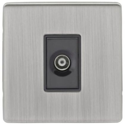 EUROLITE ECSN1TV B 1 GANG COAXIAL SOCKET SATIN NICKEL PLATE BLACK INTERIOR