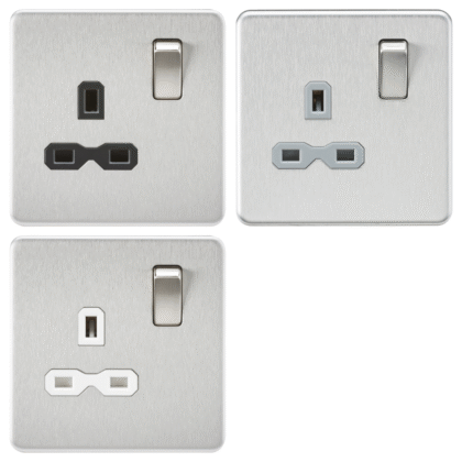 Knightsbridge Screwless Flat Plate 13A 1G DP Switched Socket - Brushed Chrome