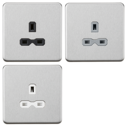 Knightsbridge Screwless Flat Plate 13A 1G Unswitched Socket - Brushed Chrome