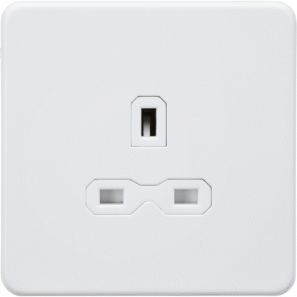 Knightsbridge Screwless Flat Plate 13A 1G Unswitched Socket - Matt White