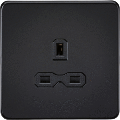 Knightsbridge Screwless Flat Plate 13A 1G Unswitched Socket - Matt Black