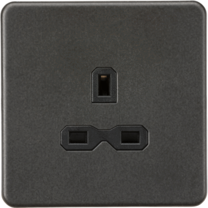 Knightsbridge Screwless Flat Plate 13A 1G Unswitched Socket - Smoked Bronze