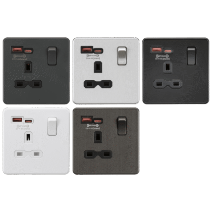 13A 1 Gang DP Switched Plug Socket with Fast Charging USB Knightsbridge