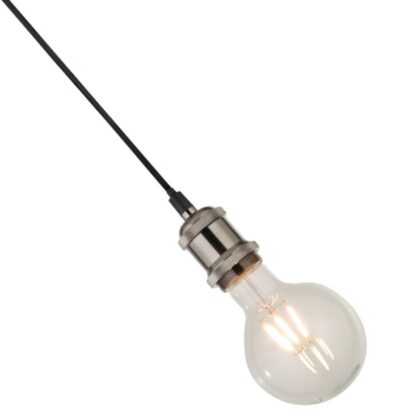 1.5m E27 Vintage Retro Ceiling Rose Pendant Light Fitting Lamp Satin Silver