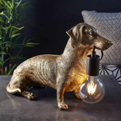 Dachshund Table Lamp - Vintage Gold