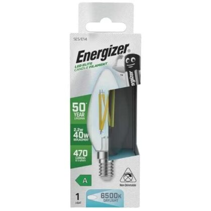 Energizer LED Candle Filament Light Bulb 2.2W = 40W E14 SES Daylight 6500K