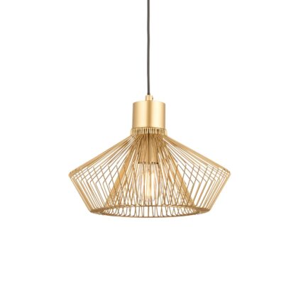 Gold Cage Pendant Ceiling Light 10W E27 Endon Kimberley 99498