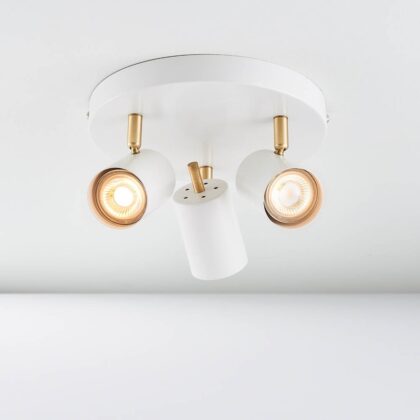 Gull 3 light white round spotlight ceiling light