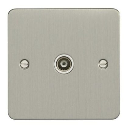 EUROLITE SSS1TV WB 1 GANG COAXIAL SOCKET SATIN S/S PLATE WHITE INTERIOR