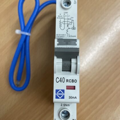 Lewden 40A 1P+N 1 Module C Curve 6kA 30mA Type A RCBO-40/30/1M/C