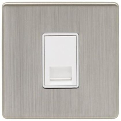 Eurolite ECSN1SW  1 Gang slave telephone Socket concealed screw Satin Nickel x 2