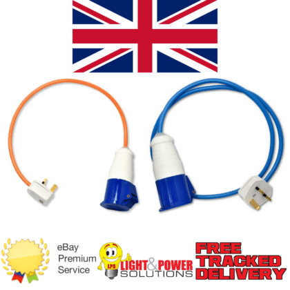 UK Caravan Camping Hook Up Generator Lead 16A 3 Pin 2P+E Connector to 13A Plug
