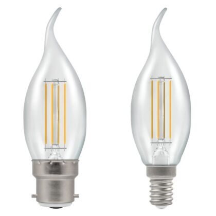 2 X Dim LED Bent Tip Candle Filament Light Bulb 5W B22 E14 Warm White Crompton