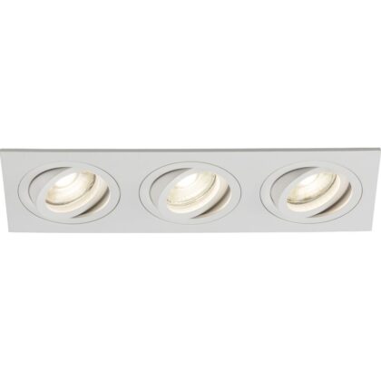 Square Tilt Architectural Triple Ceiling Downlight Fitting 10W GU10 White