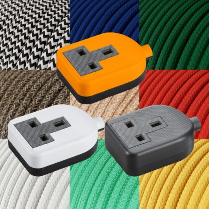1 Gang UK Mains Funky Modern Decorative Fabric Cable 13A Extension Lead 2m