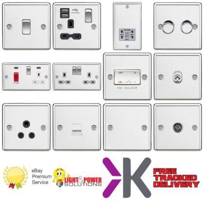 Decorative Metal Rounded Edge Polished Chrome Switches and Sockets Knightsbridge