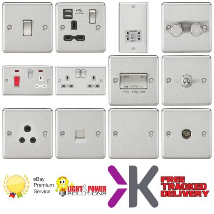 Decorative Metal Rounded Edge Brushed Chrome Switches and Sockets Knightsbridge